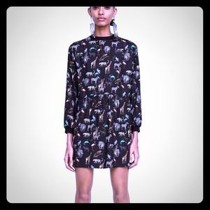 Zara mini dress safari print XS